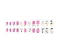 24pcs Press On Nails Valentine's Day Short Square Shape False Nails With Dots Designs Nails Decoration For Women