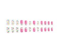 24pcs Press On Nails Valentine's Day Short Square Shape False Nails With Dots Designs Nails Decoration For Women