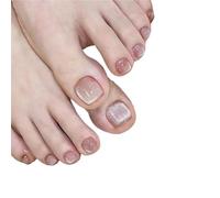 24pcs Press On Toe Nails Nude Crystal Ultra Thin Bright Diamond Full Coverage Toenail For Women Girl Removable Toenail