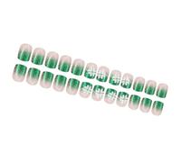 24Pcs Press OnNail Set Green Shamrock Designs Glossy Artificial Acrylic Nails Manicure Nails Decorations For Women Girls
