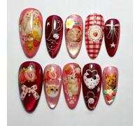24Pcs Presses on Nails with Line Cats Eye Ripples Starry Skies and Deeply Sea Glossy Pearls Finish in Various Sizes Starry Sea