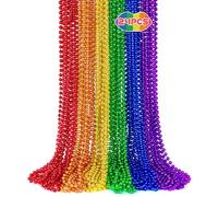 24PCS Pride Necklace Stuff, LGBTQ Beads Pride Accessories, 6 Kinds of Metallic Rainbow Beads Bulk, Gay Lesbian Pride Necklace for Women Men, Plastic, No Gemstone