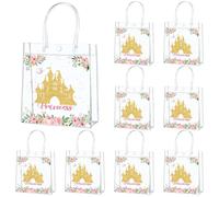 24Pcs Princess Birthday Party Favor Bags PVC Gift Snacks Bag With Handle Castle Floral Fairy Princess Theme Treat Goodies Castle Clear Plastic Gift Bag for Candy Snack Birthday Baby Shower Supplies