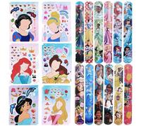 24pcs Princess Party bag Fillers, 12 Sheets DIY Stickers, 12pcs Slap Bands, Party Bags with Make a Face Art Craft Stickers for Kids Boys Girls