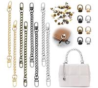 24PCS Purse Chain Strap D Ring Rivets Set, 8Pcs Flat Handbag Replacement Strap with Metal Buckles Purse Strap and 16Pcs D Ring Rivets Purse Hardware for Wallets & Handbags