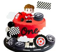 24PCS Race Car Cake Toppers Car Cake Topper Checkered Flag Topper Growing Up Two Fast Birthday DecorFast One Fast Three Need Four Speed Birthday Decorations