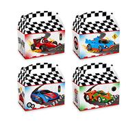24Pcs Race Car Party Favor Boxes, Racing Finish Track Black and White Checkered Cardboard Candy Hand-held Paper Box, Race Car Theme Party Favor Snack Treat Boxes for Birthday Party