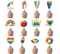 24Pcs Rainbow Pride Cupcake Toppers, Toothpicks LGBTQ Gay Rainbow Cupcake Topper, LBGT Gay Pride Party Decorations for Gay Pride Month Decorations, Support LGBTQ Pride Stuff Accessories