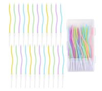 24pcs Rainbow Wavy Spiral Cake Candles, Twist Tall Thin Long Birthday Cake Candles Velas Themed Party Twisty Cupcake Decoration Sparklers with Stand for Baby Birthday Wedding Anniversary (6 Colors)