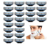 24Pcs Razor Blades Replacement, Stainless Steel Men’s Razor Blades Refills with Gillette Mach 3, 3-Layer Close Shave Blades Compatible with Double Lubrication Strip, Premium Barber Quality Gifts for H