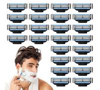 24Pcs Razor Blades Replacement, Washable Men Razor Blades, 3-Layer Razor Blade, Professional Barber Beard Blades Compatible with Gillette Mach 3 Shavers, Manual Razor Blades for Father Boyfriend