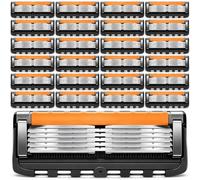 24PCS Razors for Men Refills with Gillette Fusion 5 | 5 Layer Manual Razors with Dual Lubrication Strips for Ultra Close Smooth Shave, Replacement Blades for Men