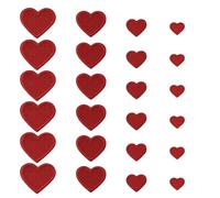 24Pcs Red Hearts Patches 4 Sizes Mini Heart Shape Iron on Patches Love Embroidered Sew Appliques for Clothing Hat Jeans DIY Accessories