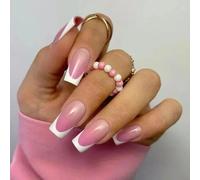 24pcs Red Lips Frosted White Wearable Long Fake Nails Detachable Finished Press On Nails For Girls(Y3)