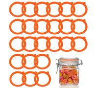 24PCS Replacement Silicone Seals for Kilner Jar Seals Orange Silicone Jar Gaskets Rings Soft Elastic Gaskets for Storage Jars Glass Cans Keep Food Freshness