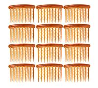 24pcs Retro 17 Teeth Plastic Side Combs for Bridal Veils and Hair | Wave and Straight Teeth Design, Coffee Colour Finish, Salon Use, On-the-go Touch-ups for Brides