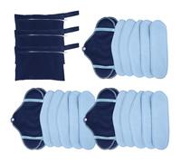 24PCS Reusable Sanitary Pads, Washable Menstrual Cloth Pantyliners with Storage Bag, Portable Breathable Sanitary Towels Period Pads Panty Liners for Women Girls (24PCS (Blue))