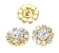 24PCS Rhinestone Button Gold Crystal Flower Button Embellishments Crafting Bulk for Cardigan Clothing Sewing Wedding Decoration