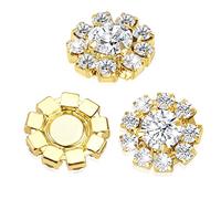 24PCS Rhinestone Button Gold Crystal Flower Button Embellishments Crafting Bulk for Cardigan Clothing Sewing Wedding Decoration