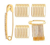 24pcs Rhinestone Safety Pins for Quilting, 1.5inch Gold Diamond Decorative Sewing Fancy Pins Curved Bling Pins Quilting Brooch Pins Curved Basting Pins for Clothes Scarf Lapel Hat Sweater