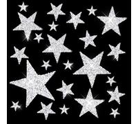 24Pcs Rhinestone Stars Iron On Patches, Rhinestone Star Applique Iron on for Clothes, Sparkly Star Patches for Clothing Jeans DIY Repair Decoration(Silver)