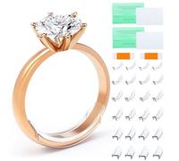 24Pcs Ring Size Adjuster Set for Loose Rings - Invisible Ring Spacer Resizer Kit Fit Any Rings, Ring Tightener Clip with 2 Silver Wiping Cloths & Adhesive Patches Ring Fit Reducer