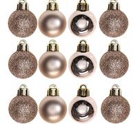 30mm/24Pcs Christmas Baubles Shatterproof Rose Gold, Christmas Tree Decorations Ball Ornaments Balls Xmas Hanging Decorations Holiday Decor - Shiny,Matte,Glitter