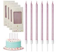 24Pcs Rose Gold Glitter Birthday Candles, Boxed Cake Candles for Gifts