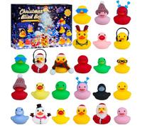 24Pcs Rubber Duck Advent Calendar 2024 | Upgraded Cute Rubber Ducks | Christmas Countdown Advent Calendar Gifts with 24 Different Rubber Duck (A)
