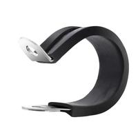 24Pcs Rubber Lined P Clips Wiring Hose Cable Clamp 6-45mm 304 Stainless Steel Pipe Hardware Fittings(45 mm)