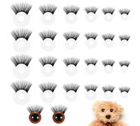 24Pcs Safety Doll Eyelashes for Crocheting, Stuffed Animals Crochet Eyelashes, 6 Sizes Doll Eye Lashes for Amigurumi Puppet Teddy Bear Plush Animal Making
