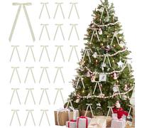 24Pcs Satin Ribbon Bows 5.9 x 12.5 Inch Pre-Tied Christmas Tree Bow Ornament for Gift Wrapping, Wreath, Garland, Fireplace, Staircase,Treat Bags,Wedding Holiday Home Decorations (Cream White)