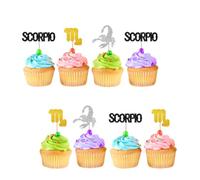 24pcs Scorpio Cupcake Toppers, Scorpio Birthday Cupcake Toppers, Glitter 12 Constellation Cupcake Picks, Horoscope Astrology Themed October/November Birthday Party Supplies