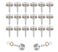 24Pcs Screw Covers Caps, Stainless Steel Mirror Screws Decorative Caps Cover Nails, Mirror Screws Fasteners for Mirrors,Furniture Fittings,Glass, 16mm Diameter, Silver