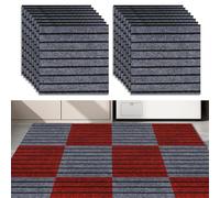 24PCS Self Adhesive Carpet Tile, 30 x 30cm Soft Anti Slip Splicable Peel and Stick Carpet Floor Tile, Decorative Interior Floor Stickers for Meeting Room (Grey)