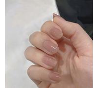 24PCS Semi-Transparent White French Tip Press-On Nails With Strong Accessory Tool - Short Comfort-Fit Reusable Acrylic False Nails With Natural Nude Gradient - Full-Cover Round Tips - DIY Manicure Kit