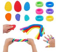 24pcs Sensory Stretchy Toys, Textured Worry Stone, Stretchy Strings Fidget Toys, Quiet Fidget Toys, Sensory Finger Rings, Squishy Stretchy Strings, Calm Down Stress Tools for Kids Adults