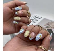24Pcs / Set 3D Fruit Nails Art Almond Shape Artificial Nails for Women Quickly Fit Design for Daily Offices and Party Use Fraudulent Hoofs Almond