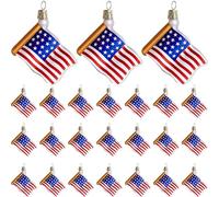 24Pcs/Set 4th of July Tree Decorations 1.57x2.36" American Flag Hanging Patriotic Ornaments for Tree, Independence Day Decorations, 4th of July