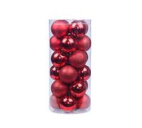 24pcs/set Christmas Balls 3/4/6/8/cm, Morbuy Assorted Shatterproof Ball Xmas Tree Hanging Ornament Hanging Christmas Ball Set for Xmas Home Festive Party Birthday Wedding Decoration (3cm,red)