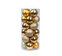 24pcs/set Christmas Balls 3/4/6/8/cm, Morbuy Assorted Shatterproof Ball Xmas Tree Hanging Ornament Hanging Christmas Ball Set for Xmas Home Festive Party Birthday Wedding Decoration (6cm,yellow)
