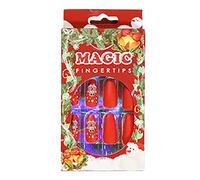 24pcs / Set Christmas Wearable Adult False Nail Decoration Piece Acrylic Press on Short