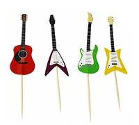 24pcs/Set Guitar Cupcake Toppers Musical Instrument Shape Cake Decorating Picks for Birthday Party Decor