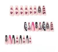 24Pcs/set Press On Nails Halloween Ballet Full Cover False Press On Fear French Manicure False Nails With Designs Long