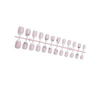 24pcs Short Almond False Nails with Rhinestones French Glossy Acrylic for Work School and Social Event False
