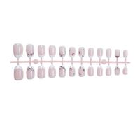 24pcs Short Almond False Nails With Rhinestones French Glossy Acrylic For Work School And Social Event Nail Decoration