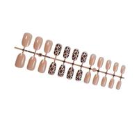 24Pcs Short Almond Leopards Press On Nails Glossy False Nails Winter Nails Full Covers Stick On Nails Easy To Apply