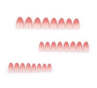 24pcs Short Almond Stick Nail Gradient Full Cover Fake Simple French Tip Press Manicure Tools