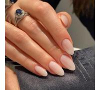 24Pcs Short False Nails - Almond Gradual Change Press On Nails Short In 12 Sizes - Elegant Nude Stick on Nails - Long Lasting False Nails with Glue Removable Nail Art Gifts for Women