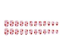 24Pcs Short Heart Nails Art Set Valentine's Day Romance Styles Press On Nails Acrylic Stick On Nails Easy Application